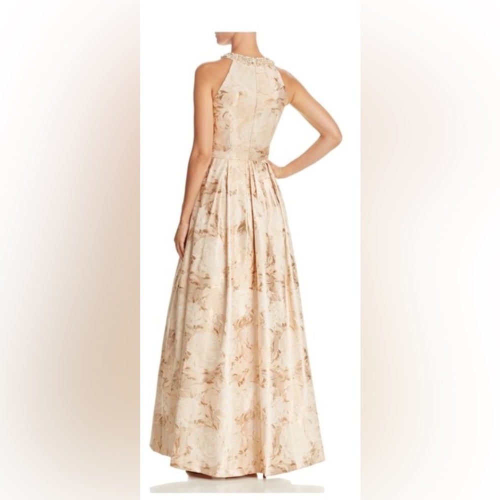 Elegant Eliza J. Cream Floral Jacquard Maxi Dress